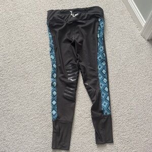 Tuffrider horse riding pants Grey/Blue Patterned Side Panels Sz M